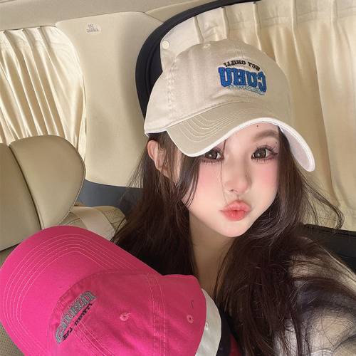 Women's Alphabet Embroidered Cap, Korean Style, Versatile, Face-Smoothing Duckbill Cap, Outdoor Travel Couple Hat, Trendy