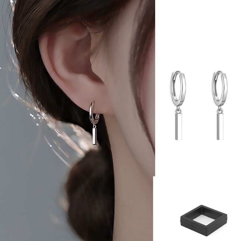 실버 사각 귀걸이 + PE 필름 상자