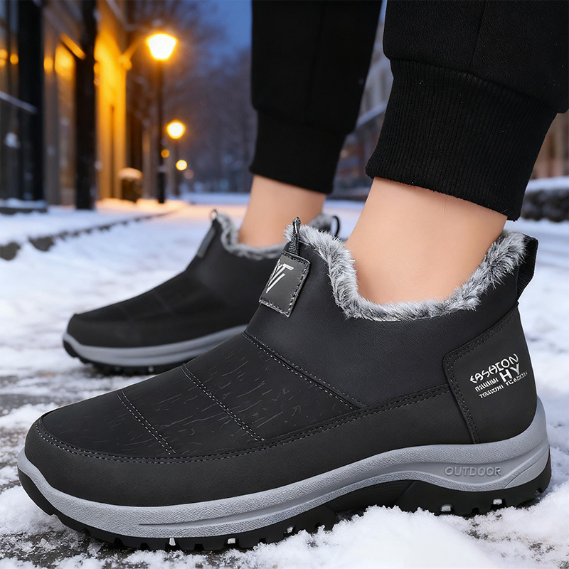 Nuevos zapatos de invierno transfronterizos para caminar con cabello grueso y peluche calentado para hombres zapatos de nieve al aire libre de tamaño grande