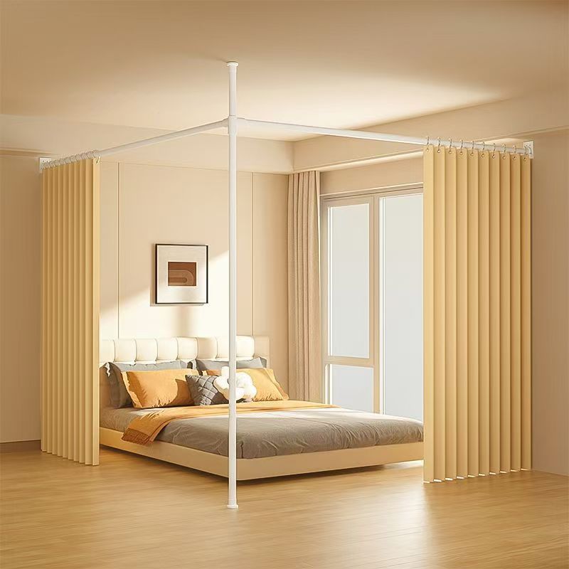 Instalación simple dormitorio alquiler cortina de partición sin agujeros cortina de sombra en forma de L cama de división interior salón de belleza