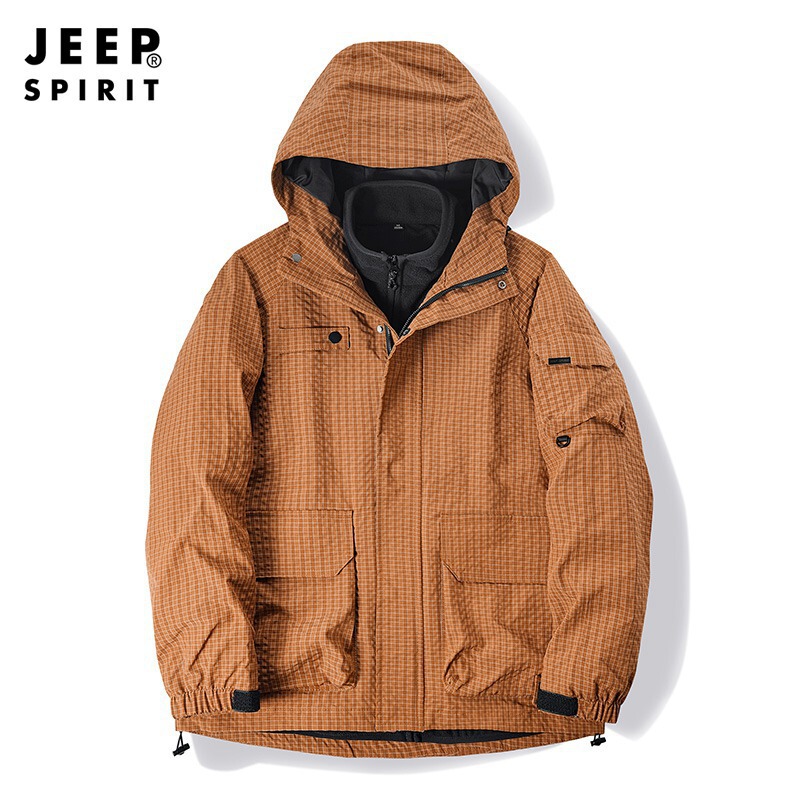 Jeepspirit New Couple Windproof Jacket Two-Piece Set with Fleece Lining Vest Windproof Couple Jacket 1765