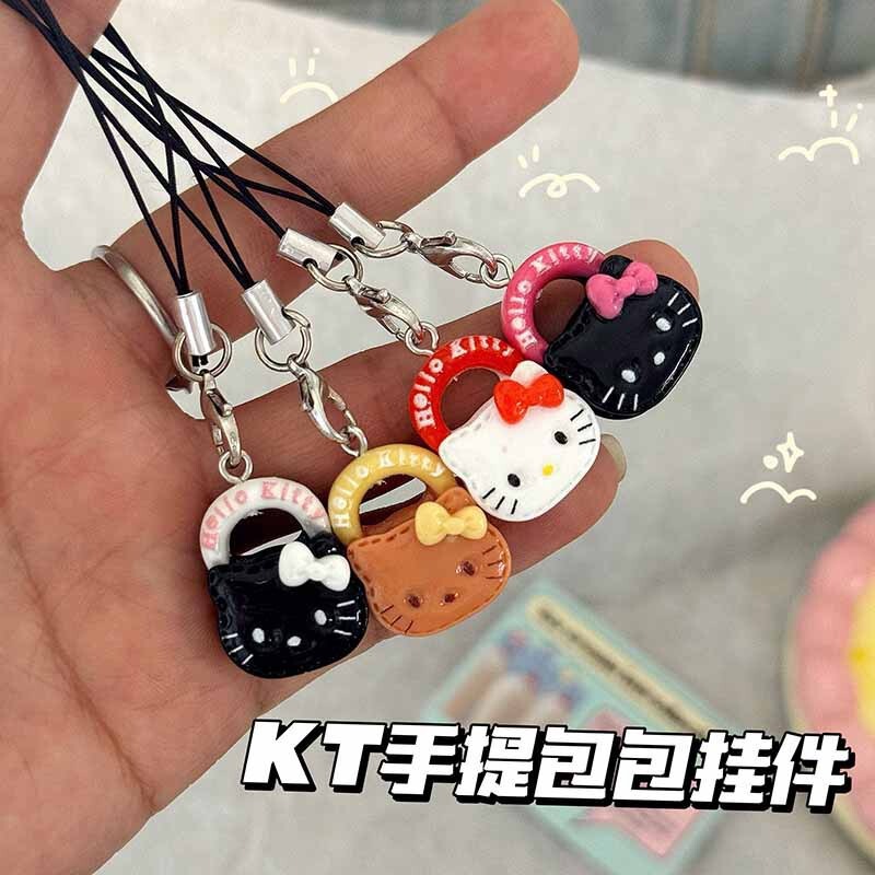 Cute Cartoon Bow Kitty Handbag Mobile Phone Chain Sweet Girly Heart Student School Bag Pendant Mobile Phone Rope