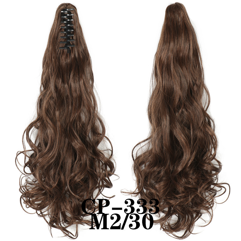 Europa y los Estados Unidos pelucas ondas largas pelucas de fibra química agarrar clip de cabello rizado garra de caballo 8 dientes fábrica de cola de caballo en stock