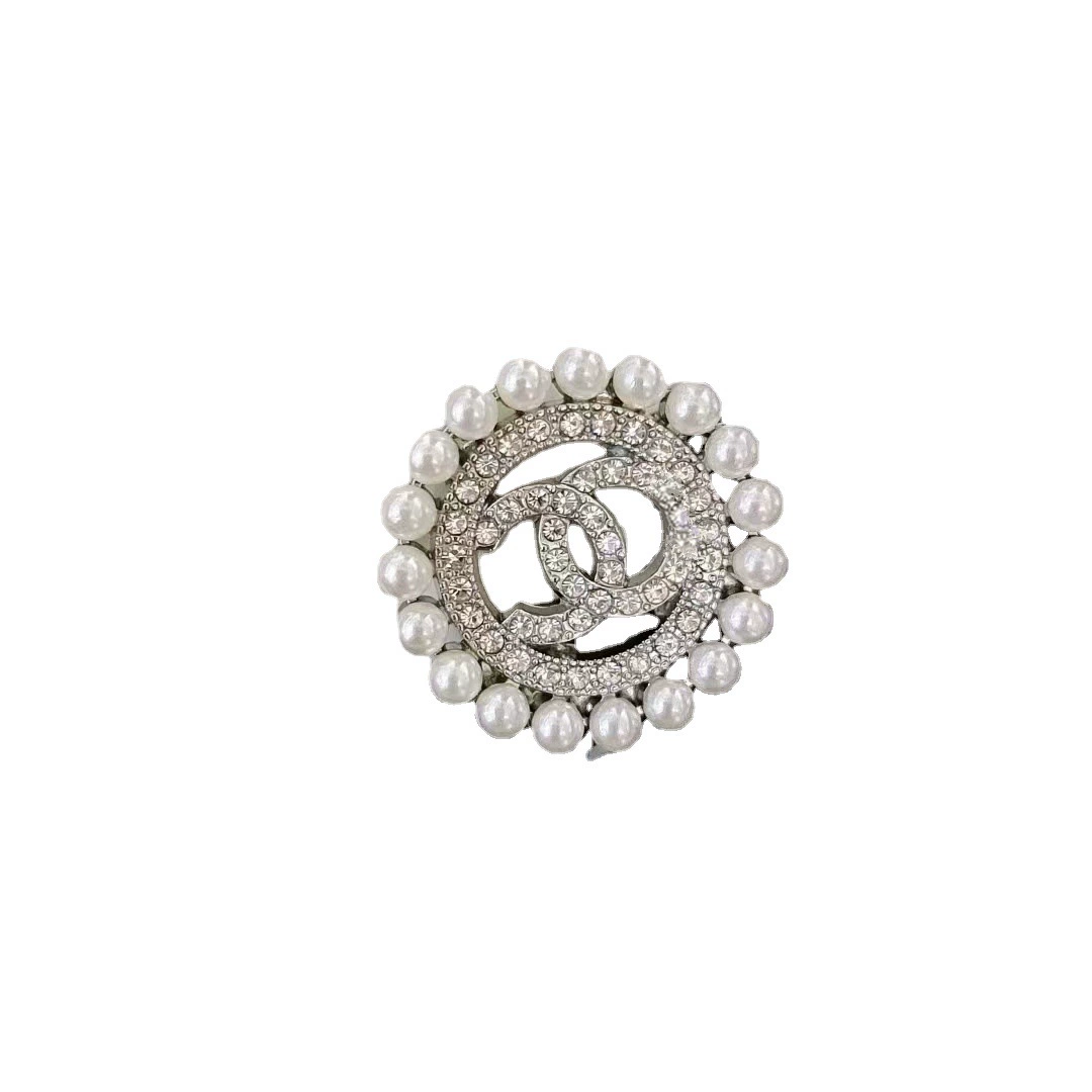 Маленькая брошь с буквами, булавка из жемчуга, стиль Chanel