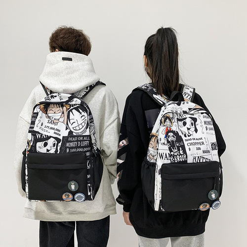 Street Fashion Print Student Backpack Casual Middle/High School Student Bag Trend Brand Print Anime Backpack For Boys and Girls