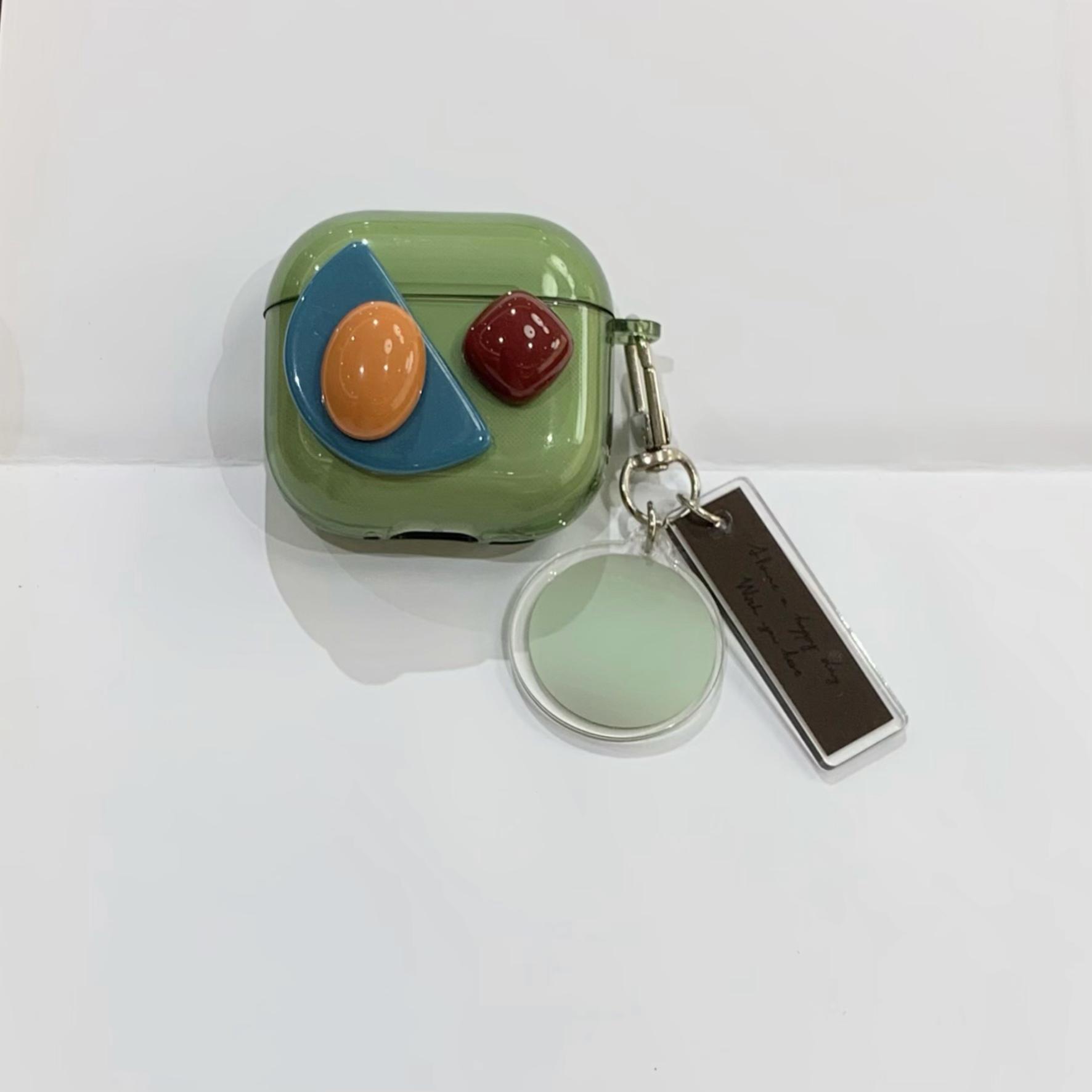 Joya tridimensional verde retro de nicho para Airpods nueva funda para auriculares Pro2 de 3/4 generación 1/2 generación pareja Pro