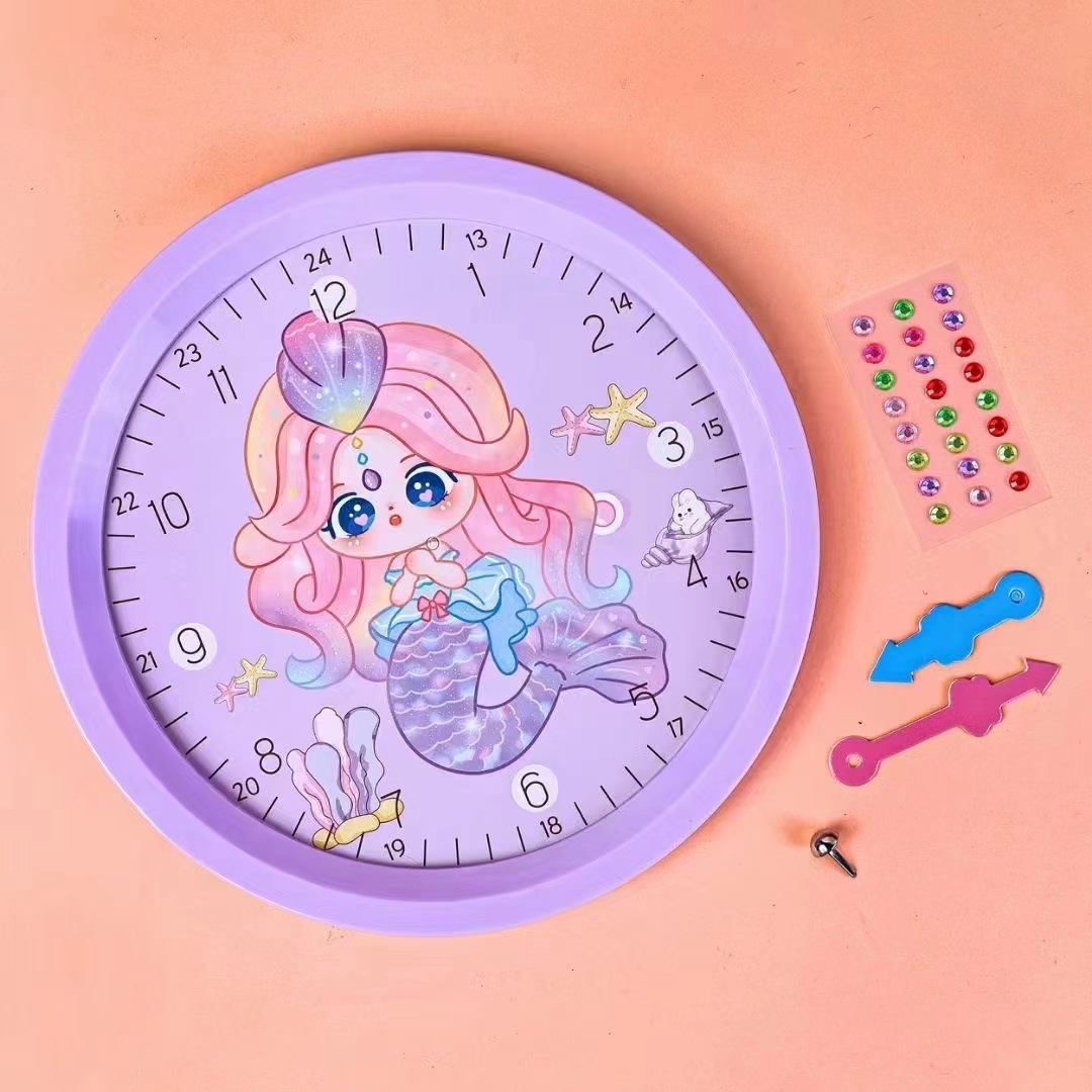 Juguetes para niños reloj marco de fotos para reconocer el tiempo de jardín de infantes dibujos animados reloj cartón pegatinas 2 yuanes grandes almacenes mayorista