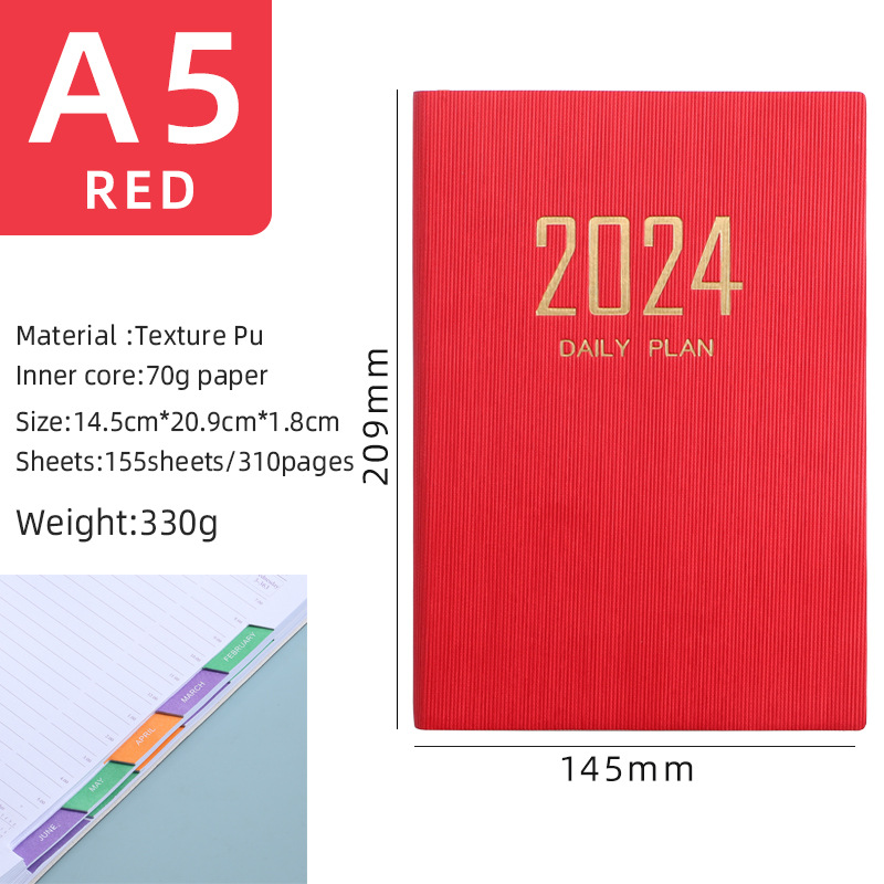 Transfronterizo 2024 inglés a5 calendario 2025 imitación cuero mes índice plan cuaderno calendario de comercio exterior