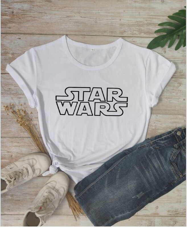 in stock Independent Station European and American New Star Wars Letter Print Unisex Slim-fit Round Neck Short-sleeved T-shirt