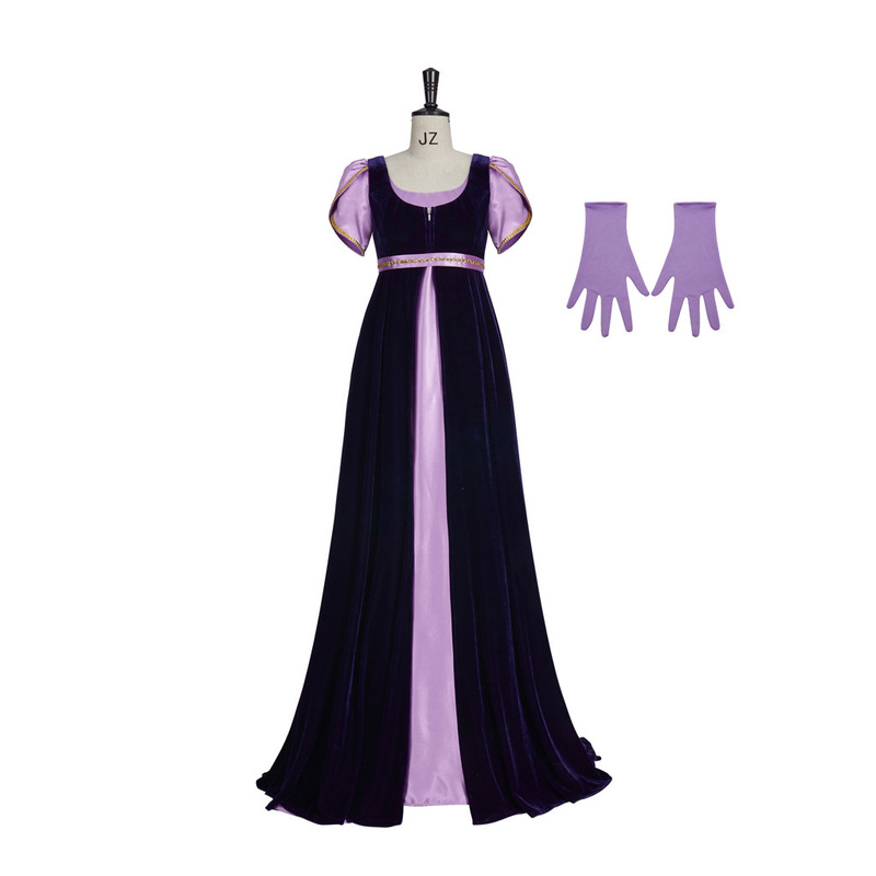 Bridgerton Dress Medieval Regency Tea Party Dress Purple Black Long Dress Stage Performance Cos Suit Ready Stock