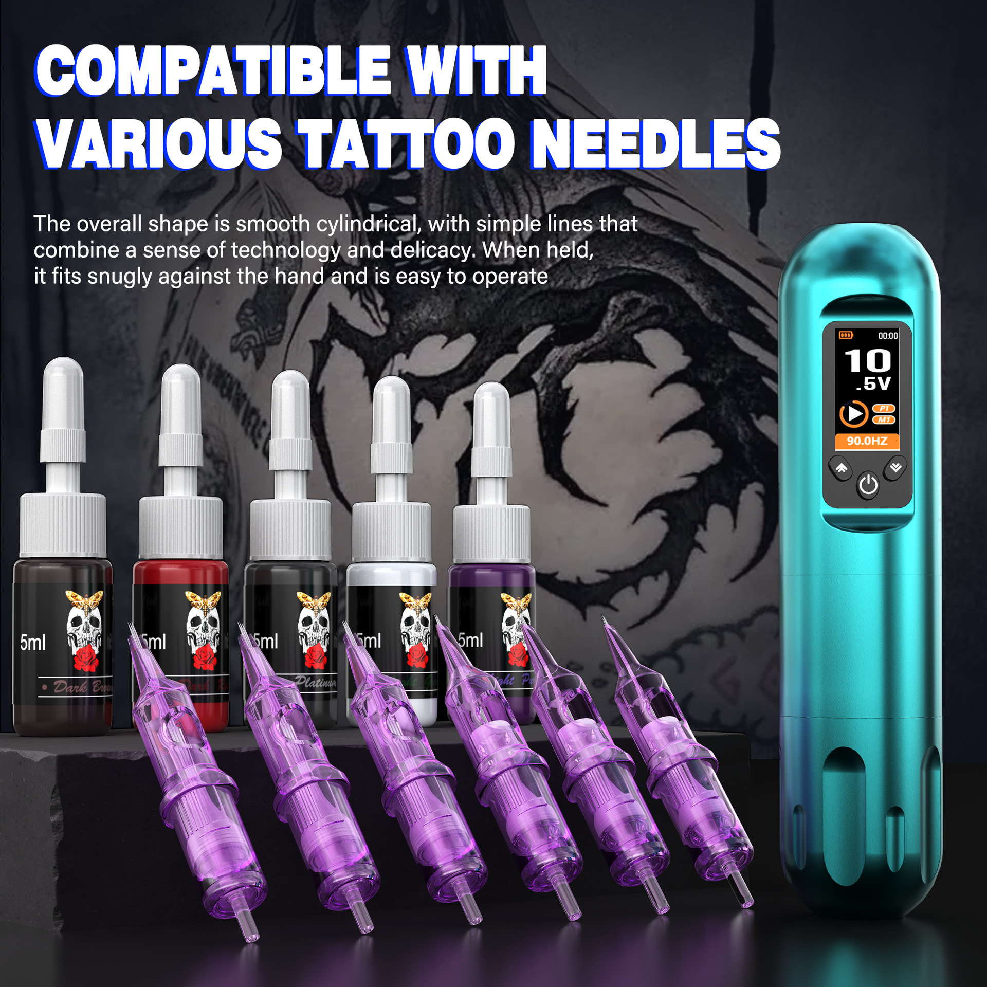 Tuffking pluma de tatuaje inalámbrica 1800 mAh pluma de batería cortar cables niebla larga duración máquina de tatuaje inalámbrica