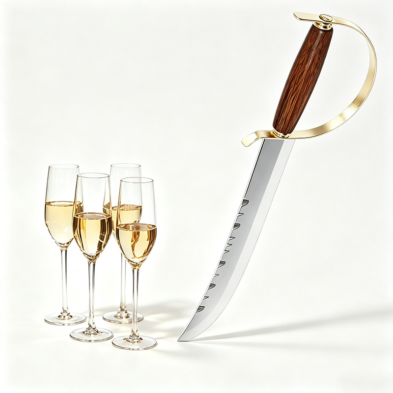 Nuevo cuchillo de champán ceremonial transfronterizo cuchillo de abertura de botellas de acero inoxidable cuchillo de champán sin hoja image 3