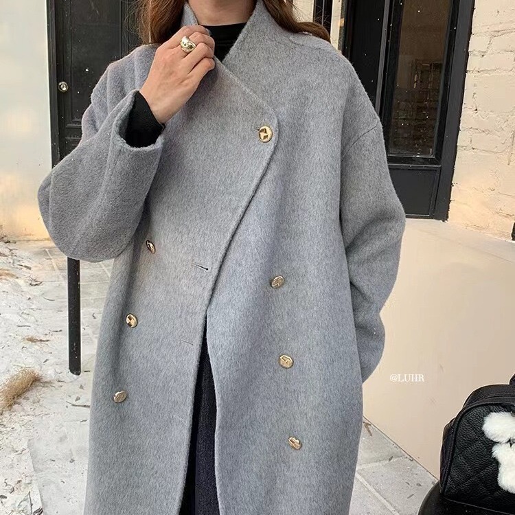 Designed New Year's Shirt Red Double-Breasted Long Hair Series Double-Sided Wool Outwear Women's High-End Woolen Outwear