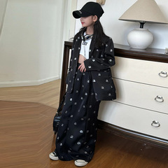 女童套裝2024新款春秋裝中大童女孩洋氣西裝兩件套網紅休閒時裝潮