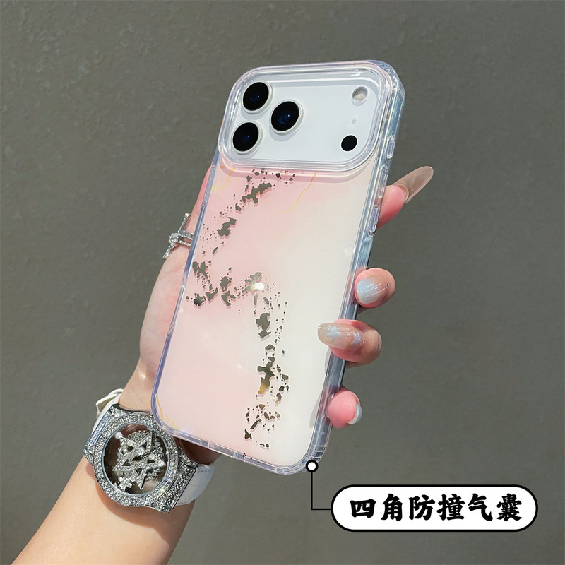 iPhone17携帯電話用ガラス大理石ケースは、Apple 16/14/15ProMaxに適しており、金箔押し加工が施されており、国境を越えて販売されています。|undefined