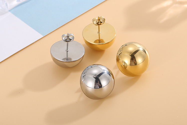 In Stock Wholesale European and American Simple Trendy Stainless Ornament round Beads Necklace and E