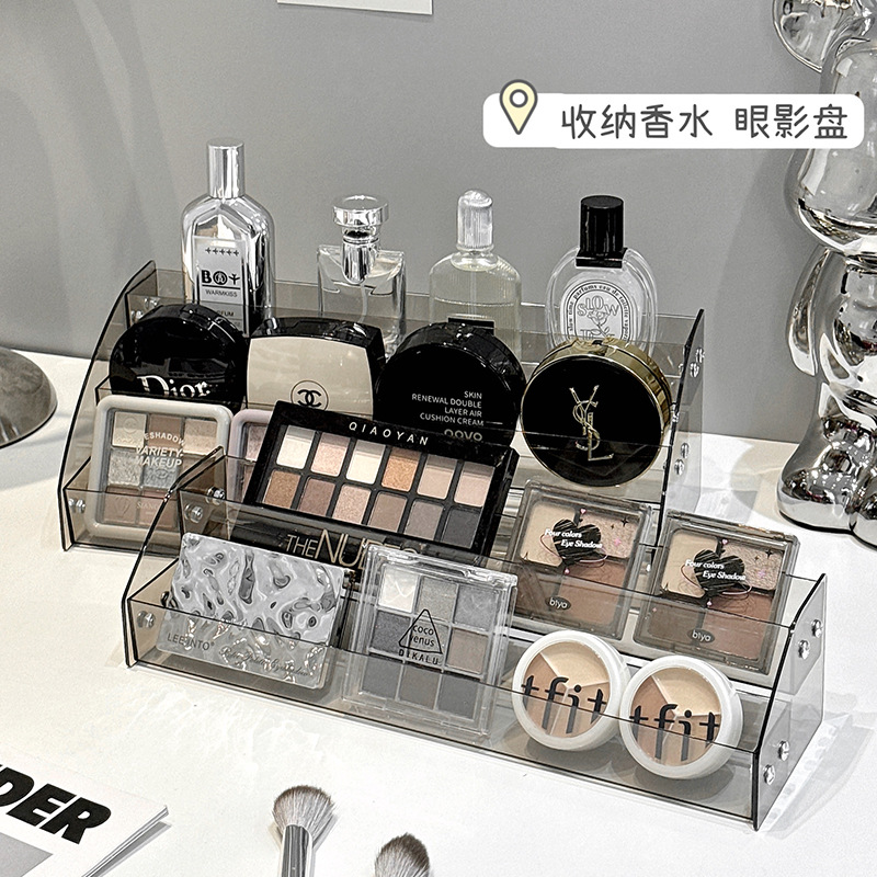 Cosméticos acrílicos capa de almacenamiento estante de exhibición lápiz labial caja de sombra de ojos estante de almacenamiento multicapa transparente para productos de cuidado de la piel image 3