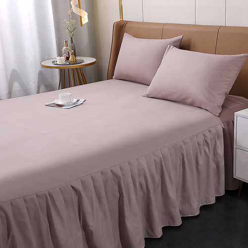 Solid Color Simple Bedspread Style Single Piece Spring Summer Bed Skirt Dustproof Concealer 1.8x2.0m Ginger Tea