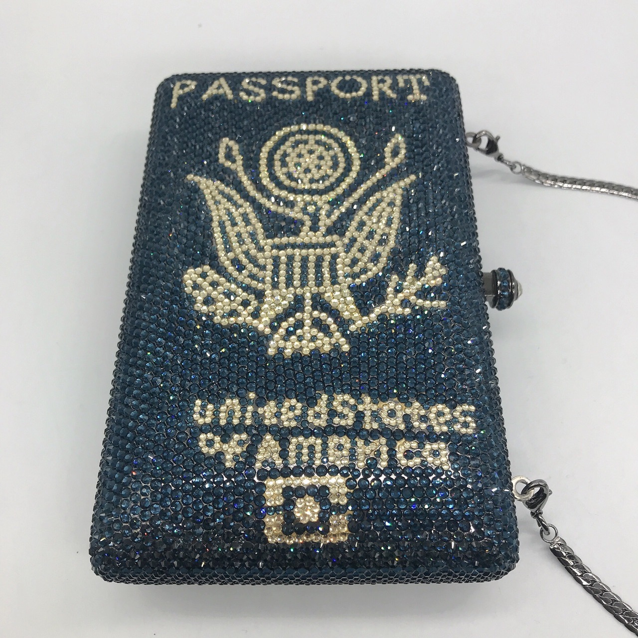 * Pasaporte azul oscuro con estilo de diamantes bolsas de cena bolsas de mano europeas y americanas bolsas de embrague de piedra de renas