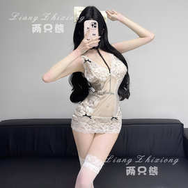 情趣内衣高阶尤物蕾丝透视诱惑包臀睡裙性感纯欲网纱吊带睡裙