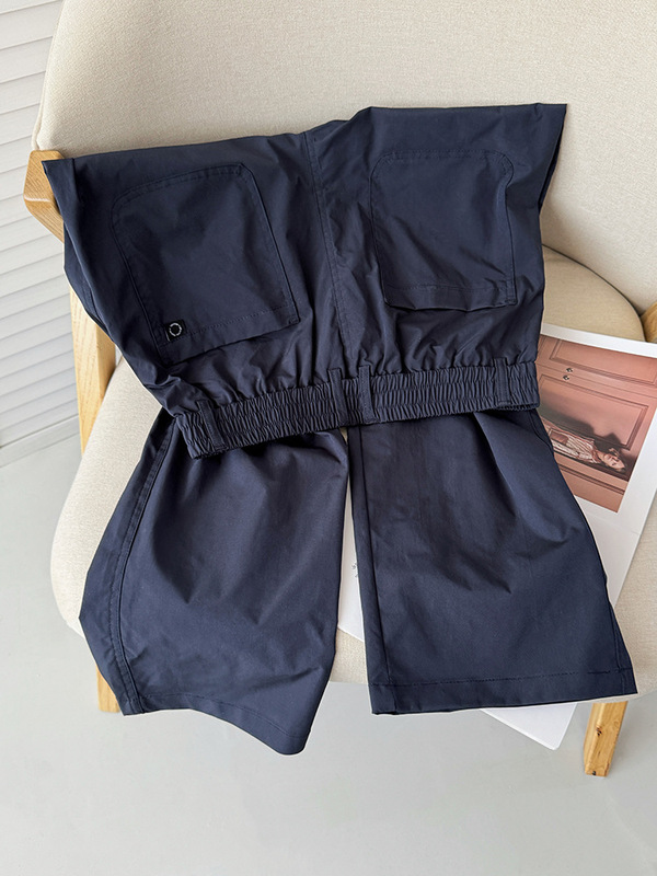 夏季轻薄机能速干冲锋裤藏青色cleanfit裤子设计感贴标伞兵直筒裤|undefined