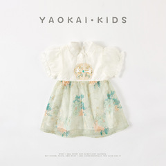 女童漢服連衣裙夏裝新款洋氣國風嬰兒包屁衣薄款寶寶周歲禮服