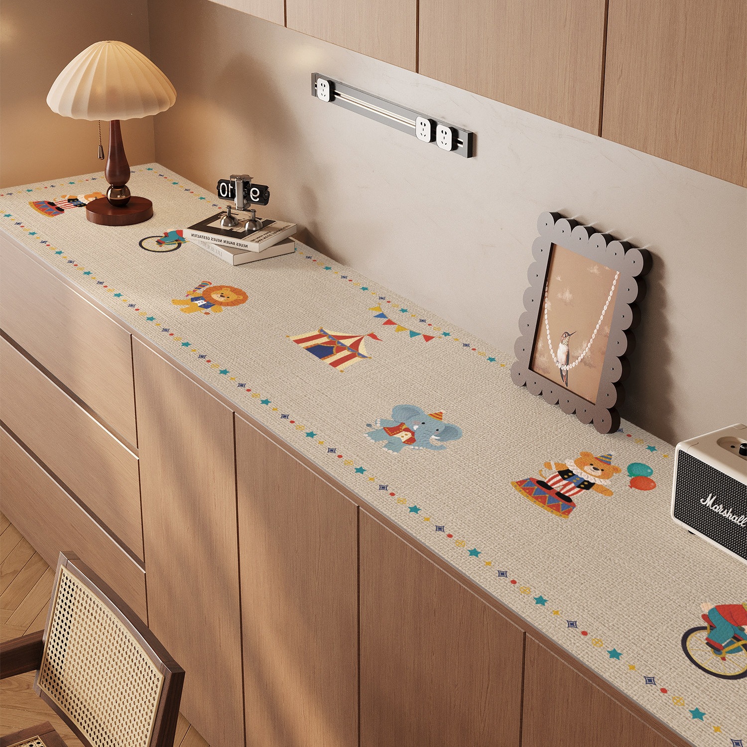 Cartoon Sideboard Mat Waterproof and Oil-Proof No-Wash Tablecloth Wabi-Sabi Style Tv Cabinet Entryway Mat Shoe Cabinet Countertop Protective Mat