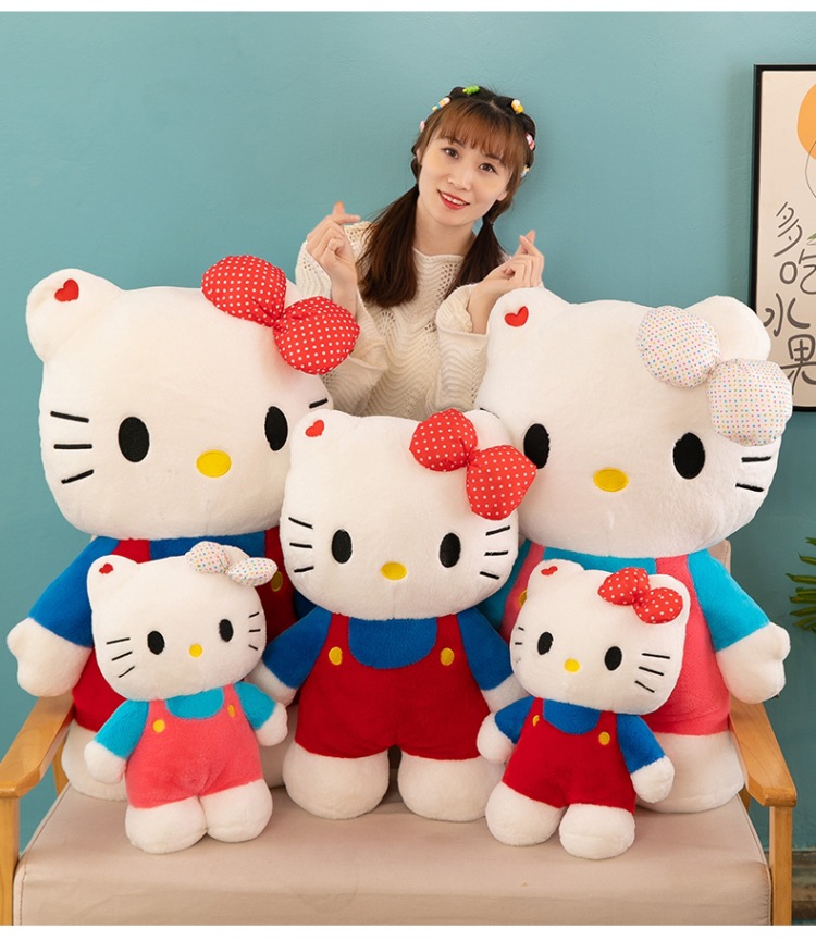 Hello Kitty plush toy KT cat with bow, large sleeping pillow doll