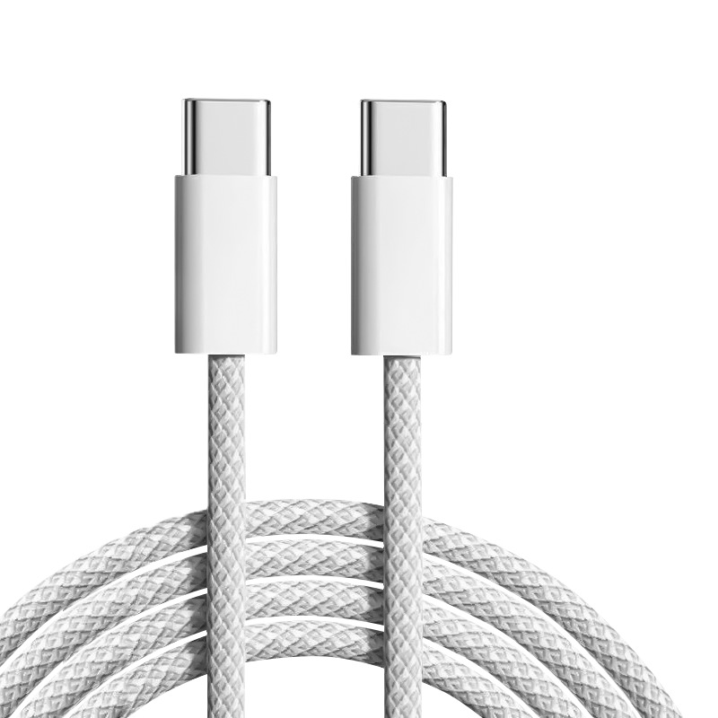 Cable de datos C-C adecuado para Apple 17, cable de carga tipo C de doble extremo, cable de carga rápida trenzado para teléfono móvil 15, cable de datos C-C