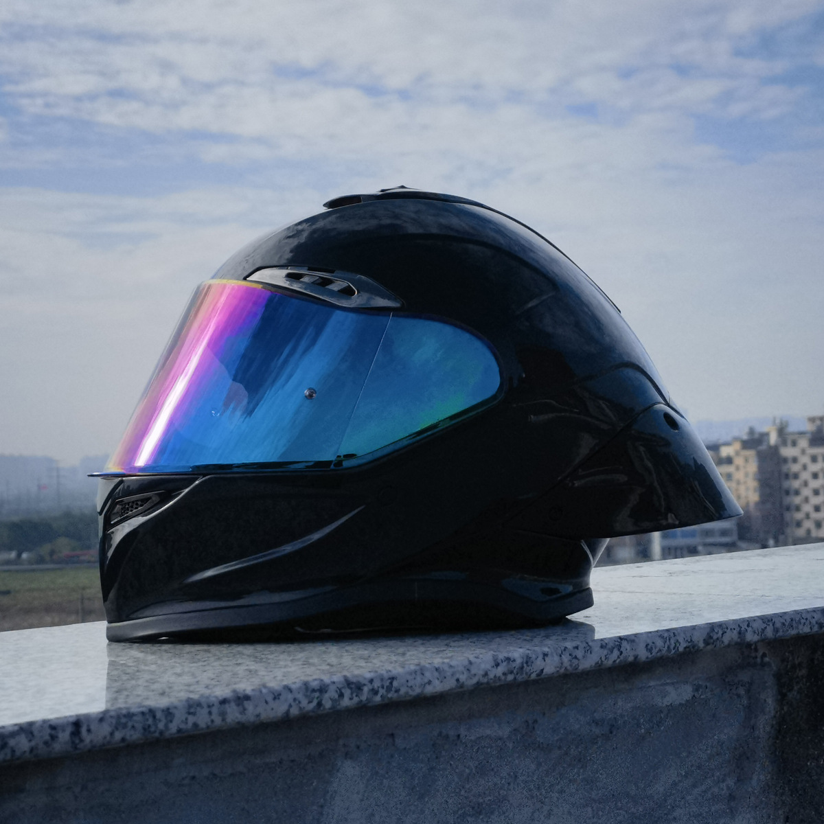 Lente para Casco Ghost Face, Visera para Casco, Lentes Aurora Electrochapadas, Lentes para Casco Integral Universal de Día y Noche, Lentes Dobles para Motocicleta