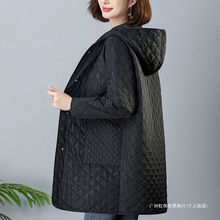 大码棉服女中长款2025秋冬新款中年妈妈连帽棉衣外套有吊牌雪尼尔