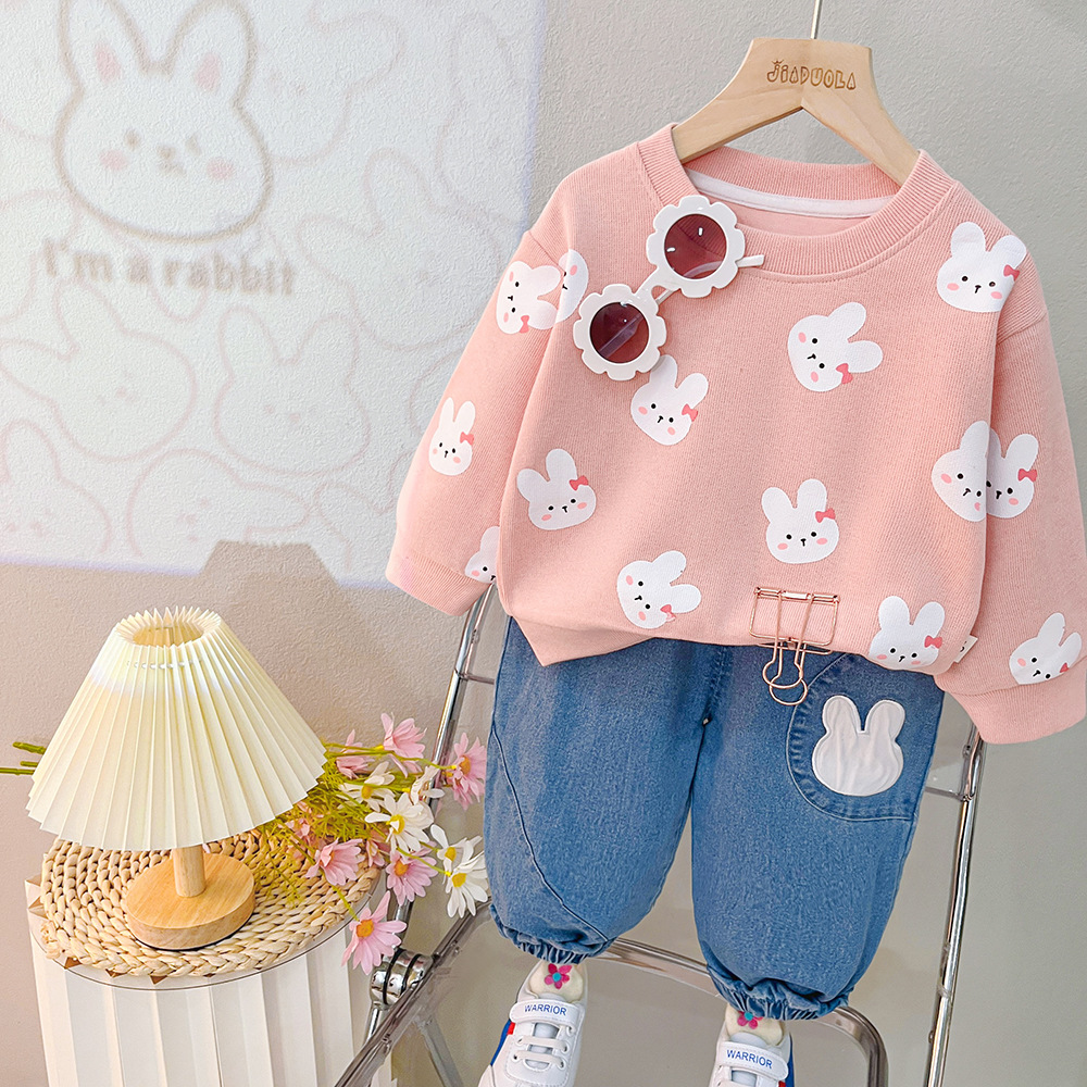 Foreign Trade Wholesale Baby Girl Spring and Autum Sweatshirt Boy Autum Cartoon Kidsren's Clothing Suit Boy Clothes 1 Year Old 3 Long Sleeves