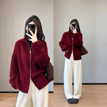 柜面精品款！100羊毛圈圈纱双头拉链立领显瘦保暖外套25冬G102520