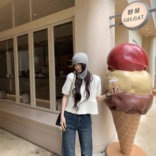 实拍2025韩系女式温柔泡泡袖毛衣百搭好穿直筒牛仔长裤套装