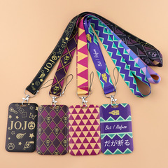 JOJO adventure mobile phone lanyard card holder tag hanging neck key chain campus bus hard shell card holder
