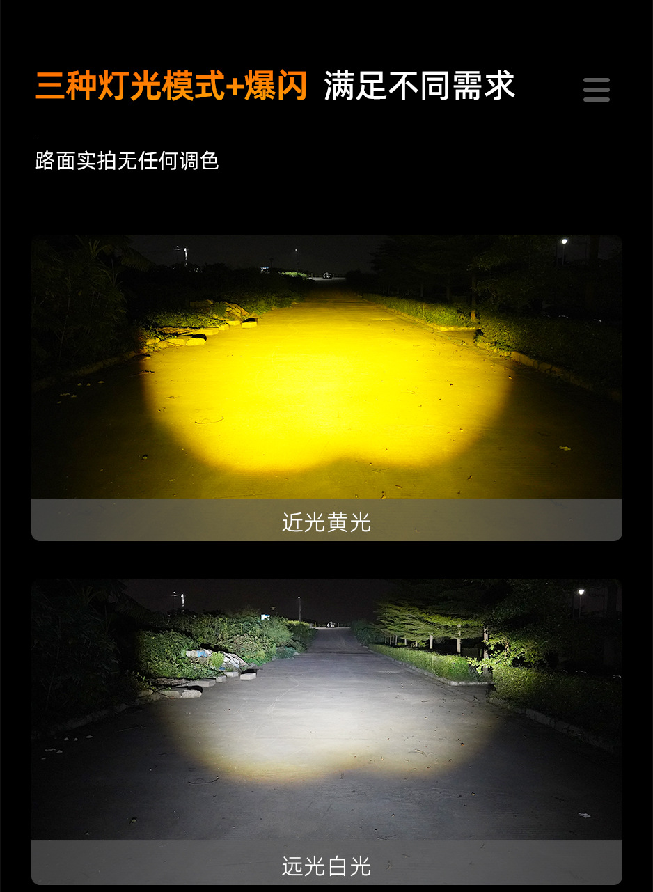 Motorcycle LED spotlight, ultra-bright high and low beam, flashing headlight, suitable for electric scooters, Niu No. 9, and for modifying headlights to improve visibility on roads