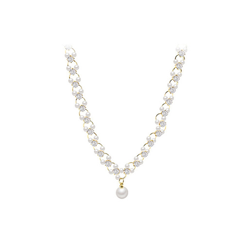 Light luxury niche super fairy versatile pearl necklace women's exquisite zircon internet celebrity same style temperament clavicle chain wholesale neck necklace