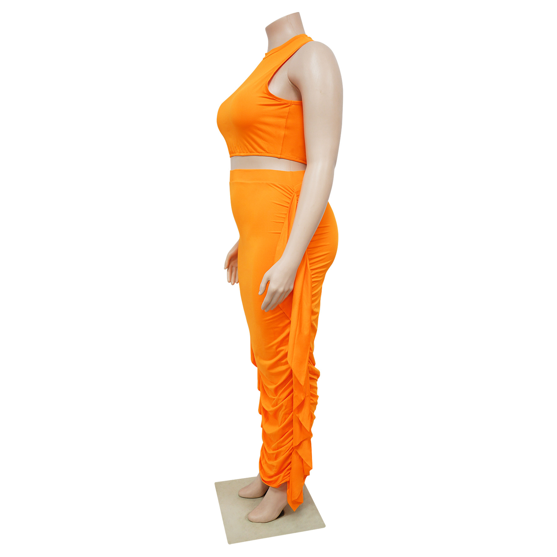 Completo due pezzi sexy con frange donna outfit senza maniche_voghion.com