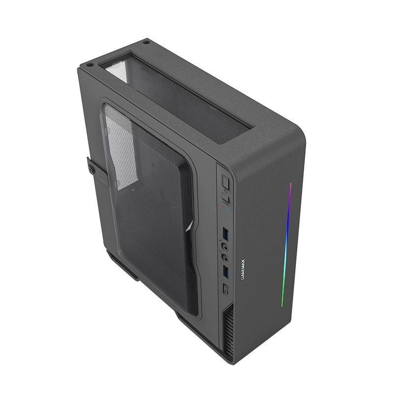 Gamemax Lingyue AI чёрный, корпус для дома и офиса ITX, алюминиевая панель, комплект с блоком питания, типовой