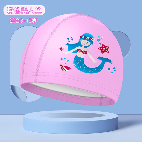 polyurethane waterproof cartoon elastic comfortable swimming cap for…