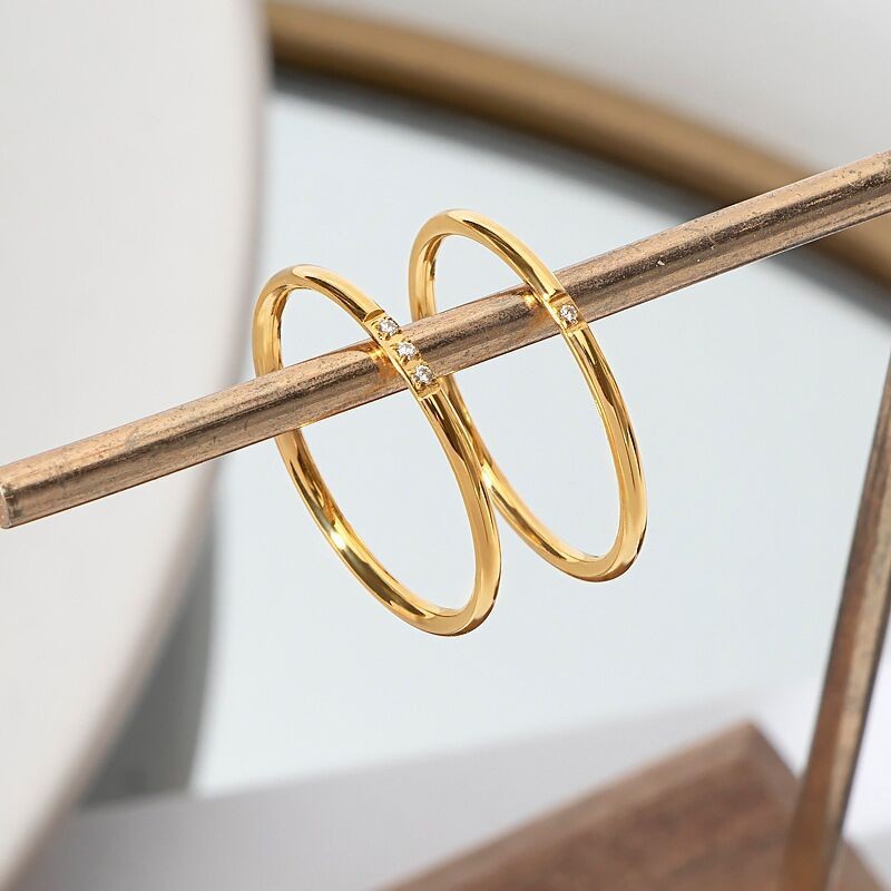 Minimalist Gold Plated Ring With Single Diamond Designer Style_voghion.com