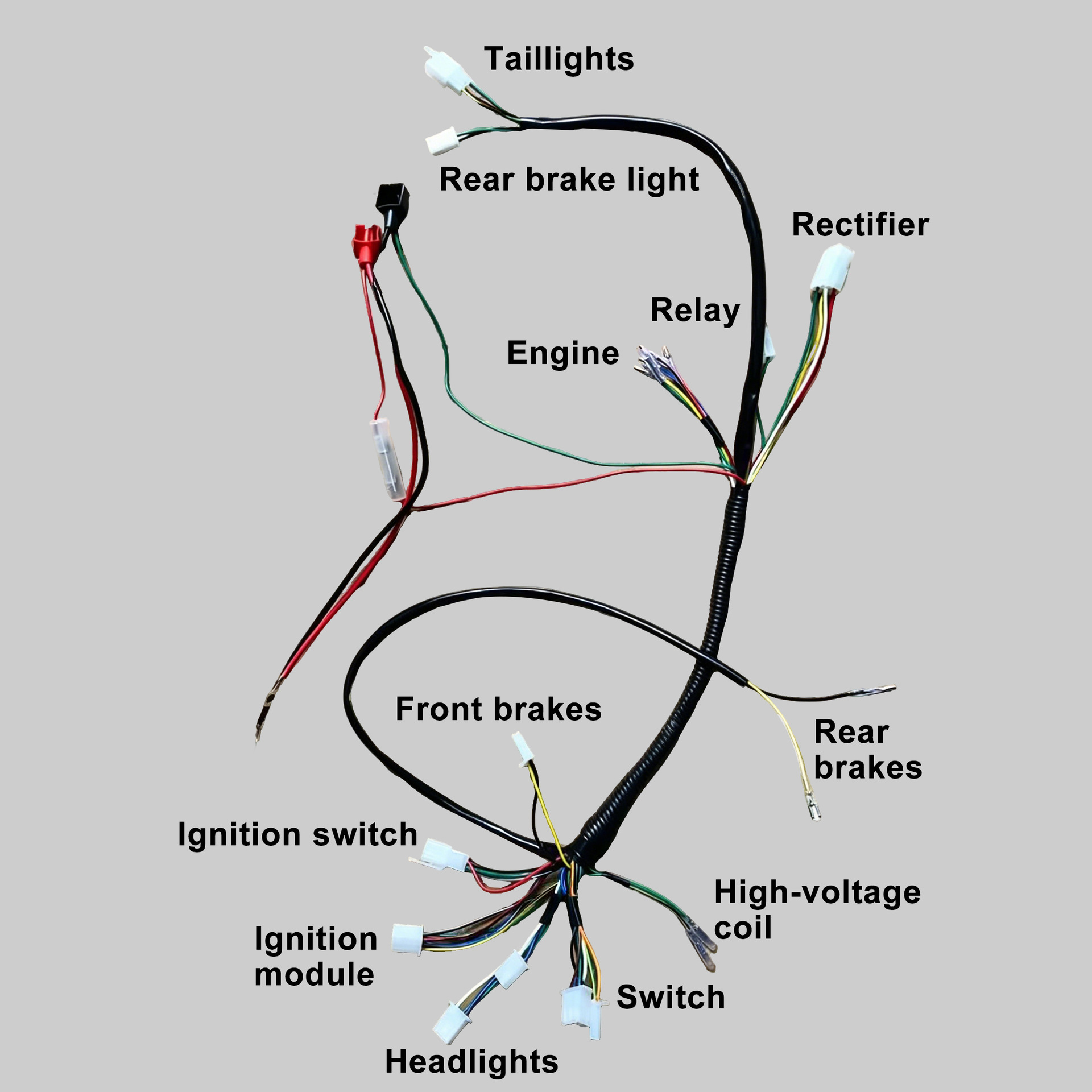 Complete Electrical Wiring Harness Rectifier Cdi Solenoid Valve Spark Plug Suitable for 50Cc-125Cc Atv Power Supply