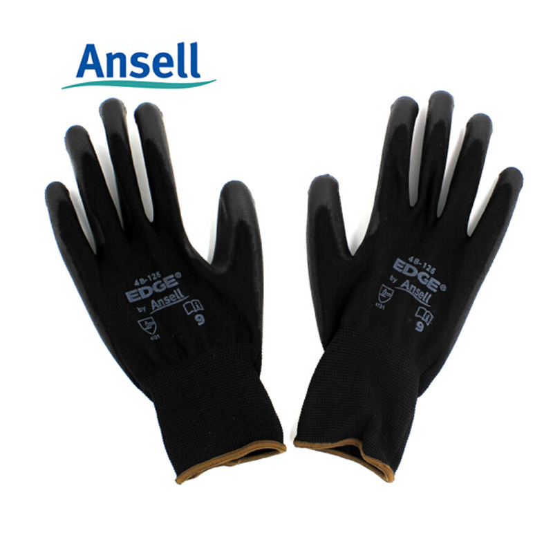 安思Ansell48-126劳保手套轻型手套耐油PU涂层 涤纶弹性针织袖口