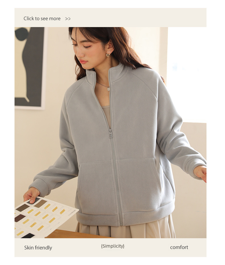Cappotto da donna in pile spesso con fodera in pile per autunno e inverno, caldo cardigan in pile polare, capospalla, maglietta casual a maniche lunghe_voghion.com