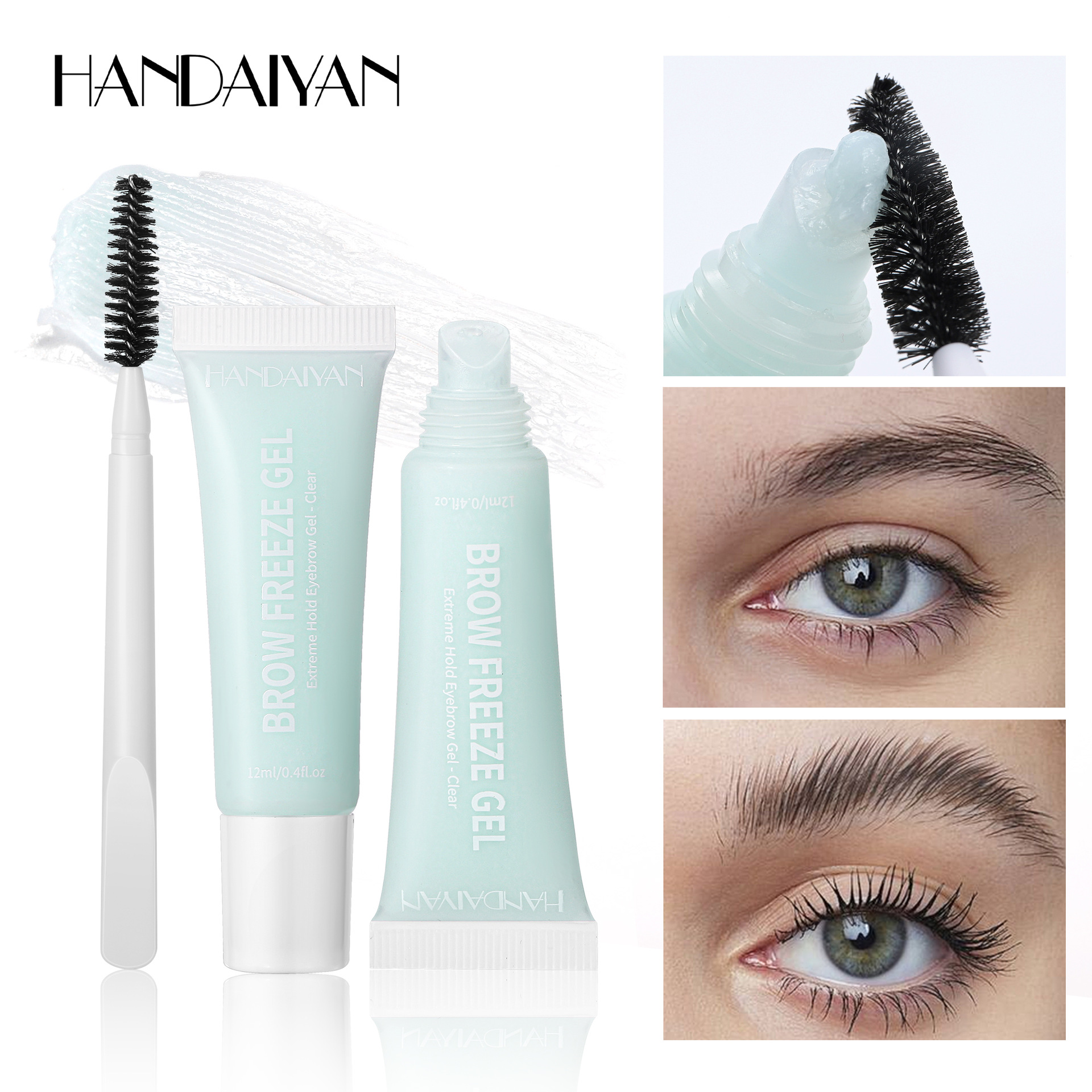 Pegamento para cejas transfronterizo, peinado fuerte con cepillo, pegamento para cejas HANDAIYAN, pegamento para cejas salvaje impermeable de secado rápido y duradero