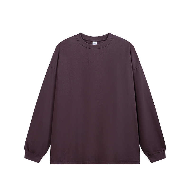 JIEZHAN | 305Gfog カラー長袖 Tシャツ 25 秋アメリカンソリッドカラーコットンルーズカップルボトリングシャツ