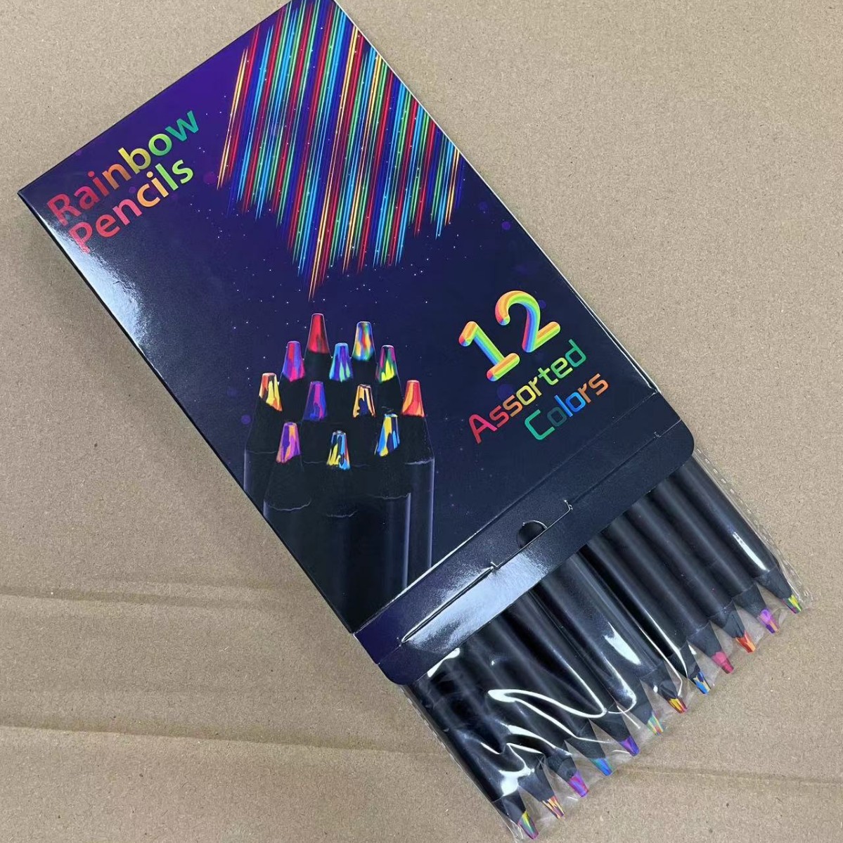 Pluma de pintura de color mezclado de 8 colores una pluma de arco iris multi-core lápiz de arco iris de 12 colores