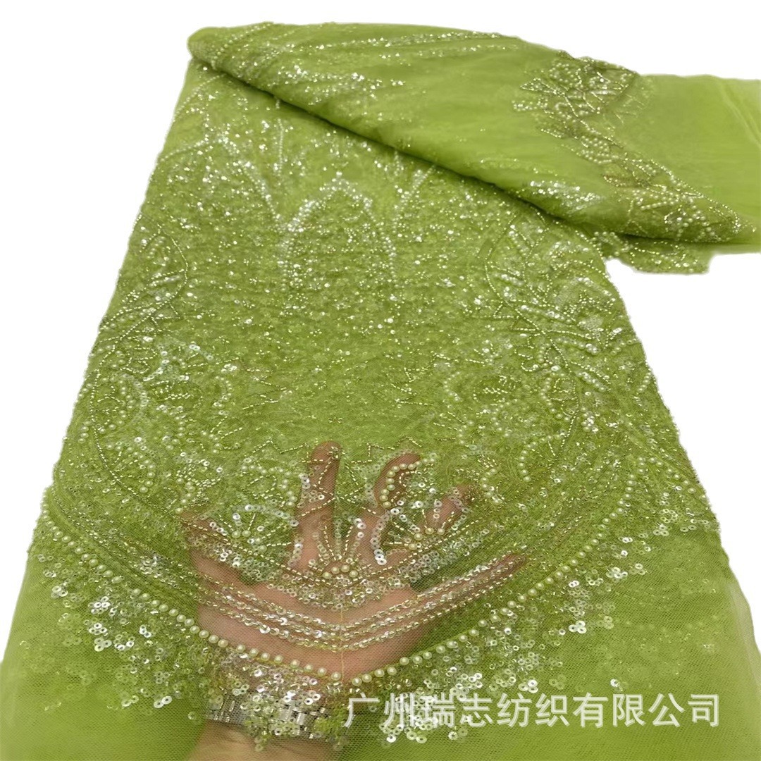 Tejido de encaje de sequilla francesa, moda de mujer, vestido de boda, bordado de perlas, diseñador de accesorios de ropa, encaje
