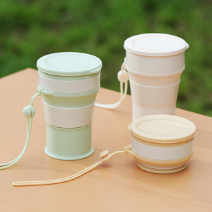Folding Water Cup Outdoor Camping Large Capacity Coffee Cup with Lid Retractable Travel Portable Tea Gargle Compression Cup