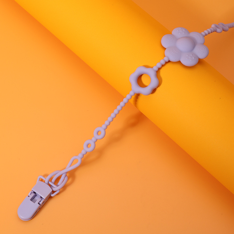 Suministro directo de fábrica de chupetes para bebés y niños pequeños Hebilla de cadena de silicona Clip de cadena de chupete Cadena anti-caída de silicona para bebés